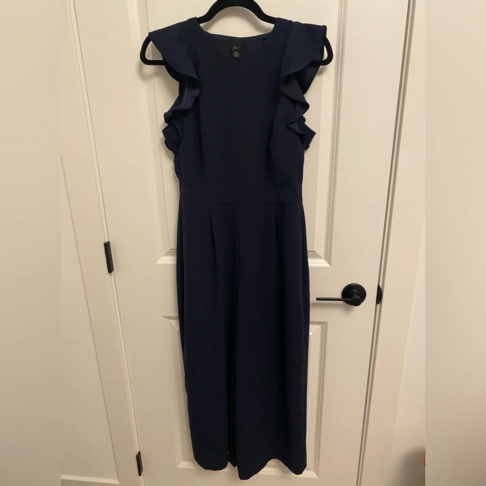 J. Crew Sleeveless Ruffle 365 Crepe Jumpsuit - Picture 3 of 16